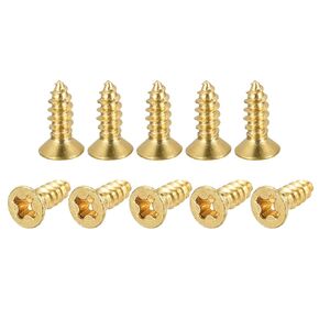 uxcell Brass Wood Screws, M3x10mm Phillips Flat Head Self Tapping Connector for Door, Cabinet, Wooden Furniture 30Pcs