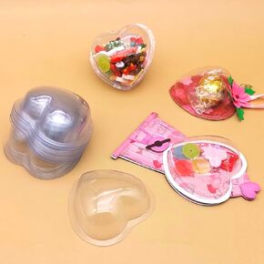 Alinacutle 20PC Half Heart Ball Clear Plastic Candy Dome Candy Holder Transparent Plastic Covers for DIY Candy Gift Box