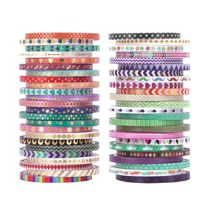 Cute 48 Rolls Washi Tape Set,Foil Gold Thin Decorative Masking Washi Tapes,3MM Wide DIY Paper Tape for DIY Craft Scrapbooking Gift Wrapping Planner