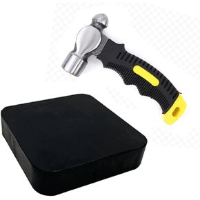 Steel Bench Block with 4"Tough Rubber Block – Metal Stamping Hammer, Metal Bench Block - Jewelry Making, Metal Stamping, Work Surface Tool (Steel & Rubber Block)