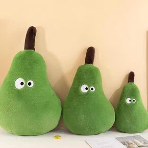 14“ Pear Stuffed Plush Pillow, Cute Stuffed Pear Fruit Collection Pillow Plush Sofa Cushion, Faux Pear Plush Doll Cozy Pillow, Gift for Kids and Adults (0.55 lbs Green 14 in)