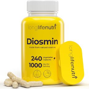 Diosmin 1000mg Advanced Formula - 240 Capsules for Circulatory Health Support, 4-Month Supply, Non-GMO, Made in USA - Daily Wellness Supplement