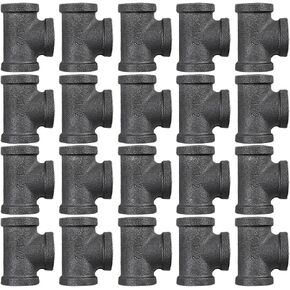 20 Pack 1/2 Inch Tee Threaded Pipe Fittings, Cast Pipe Fittings for DIY Furniture Decorative, Steampunk Industrial Vintage Style.