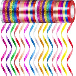 30 Rolls Curling Ribbons 1/5" Wide x 11 Yards 330 Yards Shiny Plastic Balloon Strings Metallic Gift Wrapping Ribbons for Wedding Birthday Graduation Party Decor(Classic Style,Mixed Colors)