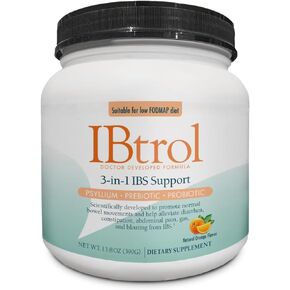 IBtrol® 3–in–1 IBS Gut Health Supplement with Psyllium, Prebiotic and Probiotics, Manages IBS Symptoms, Gas, Bloating, Diarrhea, Constipation, Abdominal Pain 60 Servings (Natural Orange Flavor)
