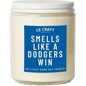 CE Craft - Smells Like a Dodgers Win Candle - Funny Birthday Gift for Him - Baseball Themed Gift - Gift for Dad, Boyfriend - Dodgers Gift (Sparkling Champagne)