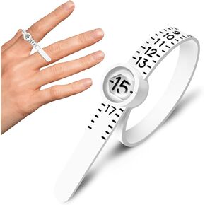 Ring Sizer Measuring Tool with Magnifying Glass, 1-17 US Ring Size Reusable Measurer Black