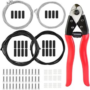 MuHize 87Pcs Bike Brake Cable Kit - Stainless Steel Wire Cutter, Brake Cable with Housing and End Caps, Shifter Cable with Housing and End Caps, O-Rings and Cable End Caps for Mountain Bike, Road Bike