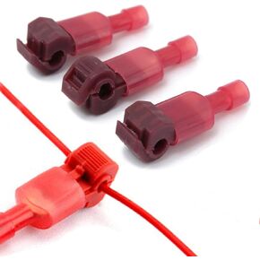 Self-Stripping Electrical Red T-Tap Wire Spade Connectors of (100 Pcs)50 Pairs Male and Female Butt Terminal Crimp Kits for 22-18 Gauge Wire(Red)