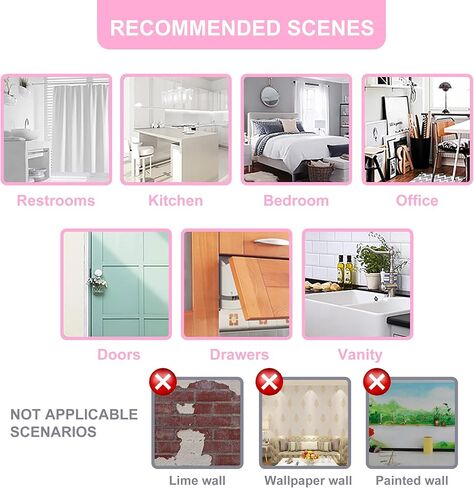 خطافات جدارية لاصقة مزدوجة، 12 عبوة من خطافات لاصقة شديدة التحمل - سعة 13 رطل كحد أقصى، خطافات جدارية غير ملحومة من الفولاذ المقاوم للصدأ للحمام والمطبخ قابلة لإعادة الاستخدام مقاومة للماء والزيت in Kuwait