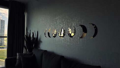 GEVREK– Moon Phase Wall Decor | Moon Phase Mirror, Mirrors for Wall Decor Living Room, Moon Decor, Premium Quality, 7 Pcs, 2 Layers, Boho Wall Decor for Living Room (Gold) in Saudi Arabia