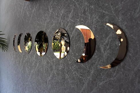 GEVREK– Moon Phase Wall Decor | Moon Phase Mirror, Mirrors for Wall Decor Living Room, Moon Decor, Premium Quality, 7 Pcs, 2 Layers, Boho Wall Decor for Living Room (Gold) in Saudi Arabia