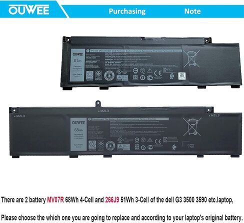 بطارية كمبيوتر محمول OUWEE JK6Y6 متوافقة مع Dell Latitude 3410 3510 Vostro 5300 5401 5501 Inspiron 5300 5401 5408 5501 5508 5400 7405 7300 7500 2 في 1 سلسلة فضية H5CKD 0C5KG6 0CF5RH 11.25 فولت 40 واط ساعة in Kuwait