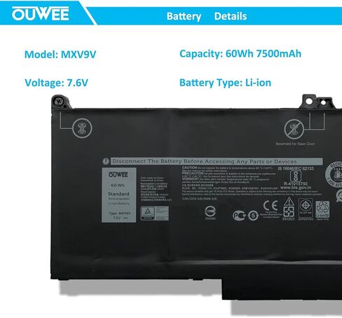 بطارية كمبيوتر محمول OUWEE JK6Y6 متوافقة مع Dell Latitude 3410 3510 Vostro 5300 5401 5501 Inspiron 5300 5401 5408 5501 5508 5400 7405 7300 7500 2 في 1 سلسلة فضية H5CKD 0C5KG6 0CF5RH 11.25 فولت 40 واط ساعة in Kuwait