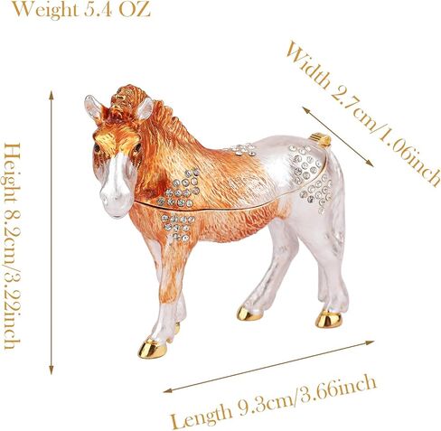 Horse Trinket Boxes Hinged Hand-Painted Jewelry Box Animal Figurine Ornaments Craft Gift for Home Decor in Saudi Arabia