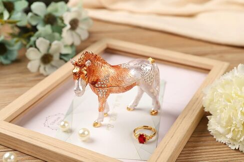 Horse Trinket Boxes Hinged Hand-Painted Jewelry Box Animal Figurine Ornaments Craft Gift for Home Decor in Saudi Arabia