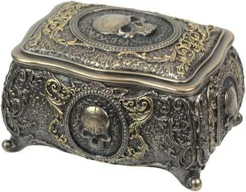 Veronese Design 3 1/8 Inch Skull Brooch Victorian Trinket Box Cold Cast Resin Bronze Finish Statue Home Decor in Saudi Arabia