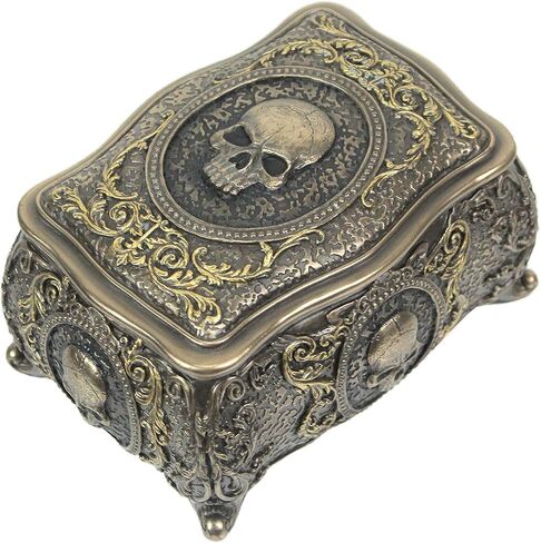 Veronese Design 3 1/8 Inch Skull Brooch Victorian Trinket Box Cold Cast Resin Bronze Finish Statue Home Decor in Saudi Arabia