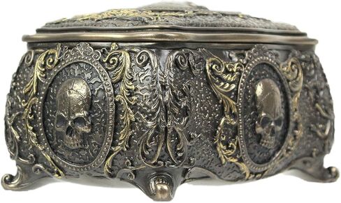 Veronese Design 3 1/8 Inch Skull Brooch Victorian Trinket Box Cold Cast Resin Bronze Finish Statue Home Decor in Saudi Arabia