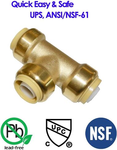 HQMPC 3/4" Pex Fitting Pex Tee Push Fit السباكة، تركيبات السباكة التي يتم الضغط عليها للتوصيل، تركيبات موصل الأنابيب النحاسية للنحاس، PEX، CPVC، (12، 3/4 بوصة (3/4")) in Kuwait