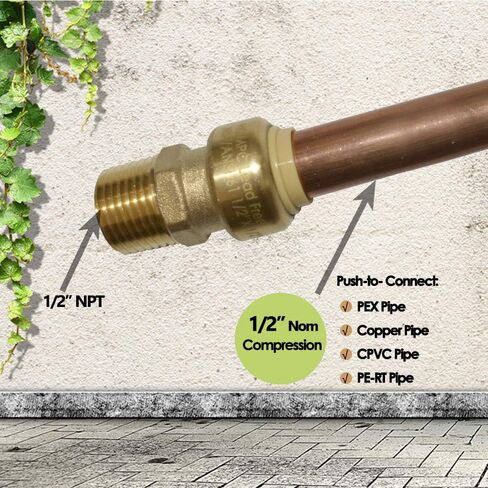 HQMPC 3/4" Pex Fitting Pex Tee Push Fit السباكة، تركيبات السباكة التي يتم الضغط عليها للتوصيل، تركيبات موصل الأنابيب النحاسية للنحاس، PEX، CPVC، (12، 3/4 بوصة (3/4")) in Kuwait