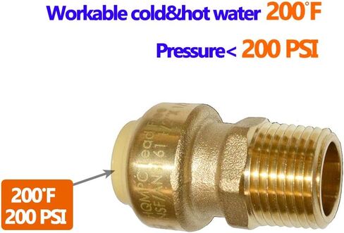 HQMPC 3/4" Pex Fitting Pex Tee Push Fit السباكة، تركيبات السباكة التي يتم الضغط عليها للتوصيل، تركيبات موصل الأنابيب النحاسية للنحاس، PEX، CPVC، (12، 3/4 بوصة (3/4")) in Kuwait