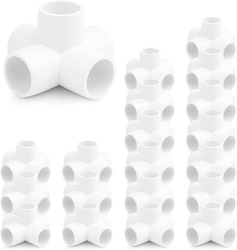 4-Way 1/2 inch PVC Pipe Fitting, 20PCS Elbow Fitting for Build PVC Furniture,Grade SCH40 4-Way PVC Elbow Side Outlet Tees,1/2" PVC Corner Elbow Fitting for Greenhouse Frame Tent Connections in Saudi Arabia