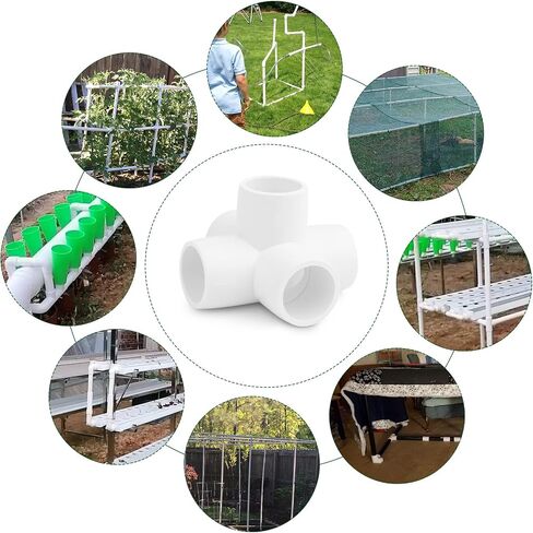 4-Way 1/2 inch PVC Pipe Fitting, 20PCS Elbow Fitting for Build PVC Furniture,Grade SCH40 4-Way PVC Elbow Side Outlet Tees,1/2" PVC Corner Elbow Fitting for Greenhouse Frame Tent Connections in Saudi Arabia