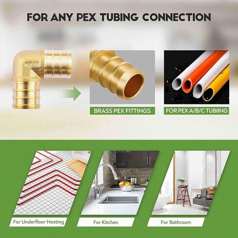 Litorange 3/4 inch PEX 90 Degree Elbow 3/4" (pack of 8) Lead-Free Brass Barb Crimp Pipe Fitting/Fittings in Kuwait