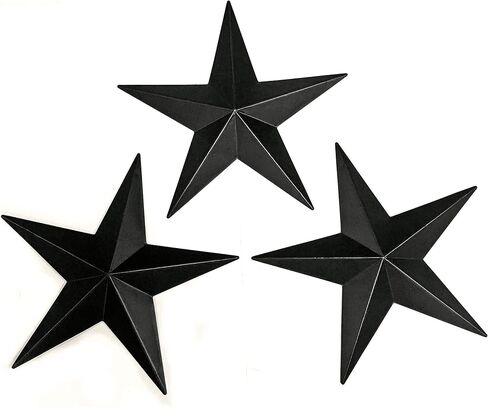 Bellaa 23547 Western Metal Stars Wall Decoration Black Texas Barn Farmhouse Ranch Cottage Lodge Outdoor Home Decor 12 Inch Each Set of 3 in Saudi Arabia
