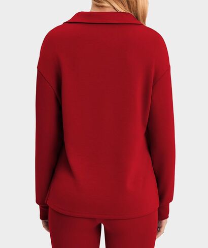 Womens Sweatshirt Casual Long Sleeve Workout Tops V Neck Loose Fit Collared Tunic Sweatshirts Fall Outfits in Saudi Arabia