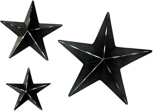Bellaa 23547 Western Metal Stars Wall Decoration Black Texas Barn Farmhouse Ranch Cottage Lodge Outdoor Home Decor 12 Inch Each Set of 3 in Saudi Arabia