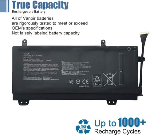 بطارية الكمبيوتر المحمول VANPIR C41N1837 15.4V 76Wh 4940mAh بديلة لـ Asus ROG Zephyrus GA502DU GA502GU GU502DU GU502GU GU502GV GU532GU GU532GV GX502GV GX502GW GX532GV GX532GW Series 0B200-0338 0100 in Saudi Arabia