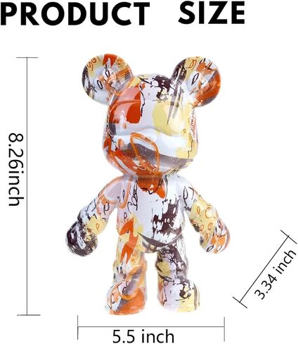 Resin Bear Statue Home Decor, Fluid Bear Sculpture, Graffiti Art Figurine Home Ornament Decoration for Office, Living Room, Bedroom, Book Shelf, TV Cabinet, Desktop (Type 2) in Saudi Arabia