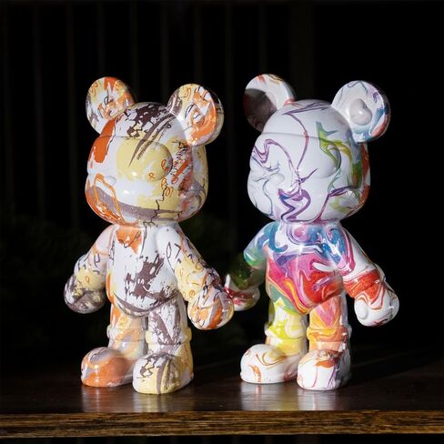 Resin Bear Statue Home Decor, Fluid Bear Sculpture, Graffiti Art Figurine Home Ornament Decoration for Office, Living Room, Bedroom, Book Shelf, TV Cabinet, Desktop (Type 2) in Saudi Arabia