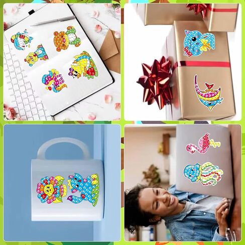Diamond Painting Stickers Kits for Kids, ACSAUMMY 40 pcs Cute Diamond Arts Paintings Stickers 5D DIY Cartoon Diamond Painting for Kids Mosaic Stickers Gem Arts and Crafts for Kids and Adults Beginners in Kuwait