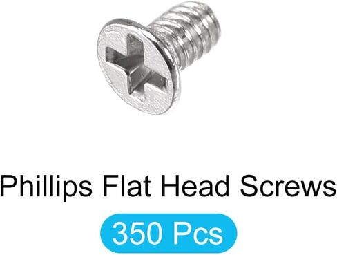 METALLIXITY Tiny Screws (M1.4 x 2mm) 350Pcs, Carbon Steel Phillips Flat Head Screws - for Glasses Watch and Other Small Electronics, Silver in Saudi Arabia