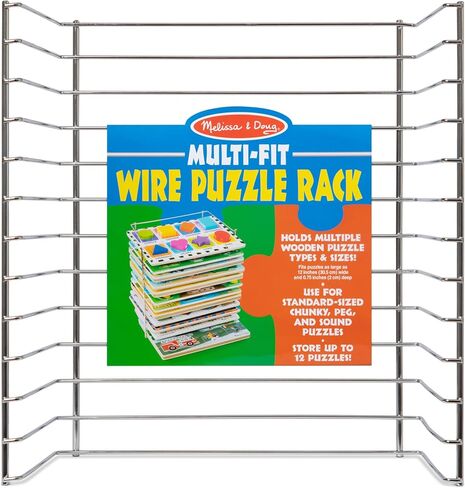 Melissa & Doug Multi-Fit Metal Wire Puzzle Rack 12 Inches Wide And 0.75 Inches Deep - Puzzle Holder Rack Storage Organizer For Kids,Silver in Saudi Arabia