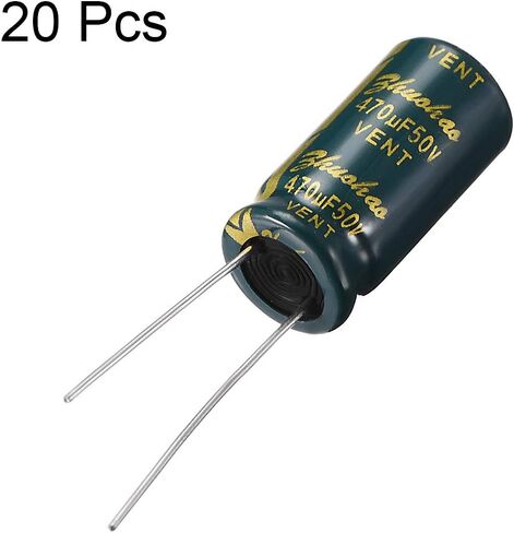 uxcell Aluminum Radial Electrolytic Capacitor Low Green with 470UF 50V 105 Celsius Life 3000H 10 X20 Mm High Ripple Current,Low Impedance 20pcs in Saudi Arabia