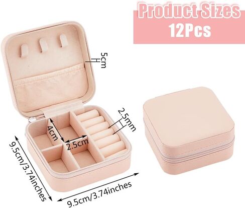 SUPERFINDINGS 12Pcs Travel Jewelry Case Portable White Mini Jewelry Box with Lint Inside Square Jewelry Case Small Organizer Box for Necklace Bracelets Earrings Rings Storage 9.5x9.5x5cm in Saudi Arabia
