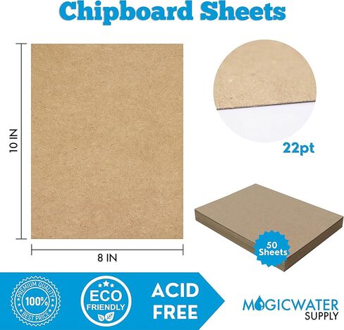 100 Chipboard Sheets 8 x 10 inch - 22pt (Point) Light Weight Brown Kraft Cardboard for Scrapbooking & Picture Frame Backing (.022 Caliper Thick) Paper Board | MagicWater Supply in Saudi Arabia