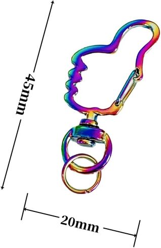 HAN SHENG 30 Pcs Metal Heart Design Spring Snap Keychain Clip Creative Hanging Buckle Key Ring DIY Key Chains Accessories (Rainbow) in Kuwait