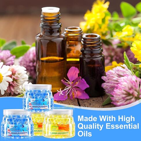 4 Pack Odor Eliminator Gel Beads, 11 Ounce Air Freshener, Eliminates Odor in Bathrooms, Cars, Boats, Rvs and Pet Areas, Bathroom Deodorizer Odor Eliminator (Sea, Lemon Aroma) in Saudi Arabia