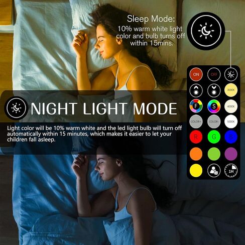 LED Color Changing Light Bulb with Remote Control, 60W Equivalent RGB Bulbs, 8W Dimmable E26 A19 2700K-6000K Warm White Indoor/Outdoor Colored Light Bulbs for Bedroom, Living Room, 2-Pack in Saudi Arabia
