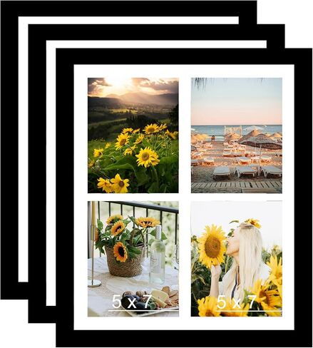 12x16 Picture Frame, 5x7 Collage Picture Frame, Display 4 Pcs 5x7 Photos or 12x16 Picture, Four Opening 5x7 Collage Frame for Wall Hanging, Lightweight 5 x 7 Multi Picture Frame, Black in Saudi Arabia