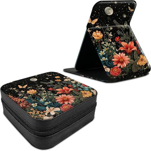 Travel Jewelry Box Plus Mini Folding Mirror, PU Leather Women Jewelry Storage Case Small Portable Jewellery Organizer Holder for Rings Earrings Necklaces Bracelets, Cow Print in Saudi Arabia