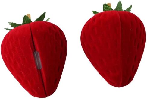 Pokinge 2Pcs Strawberry Ring Box Cute Jewelry Storage Case Red Strawberry Shaped Earring Storage Box Ideal for Birthdays, Anniversaries in Saudi Arabia