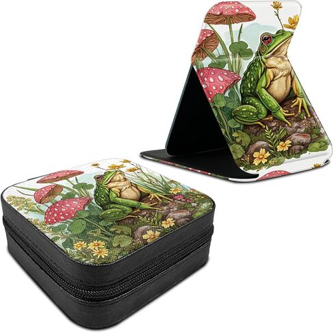 Travel Jewelry Box Plus Mini Folding Mirror, PU Leather Women Jewelry Storage Case Small Portable Jewellery Organizer Holder for Rings Earrings Necklaces Bracelets, Cow Print in Kuwait