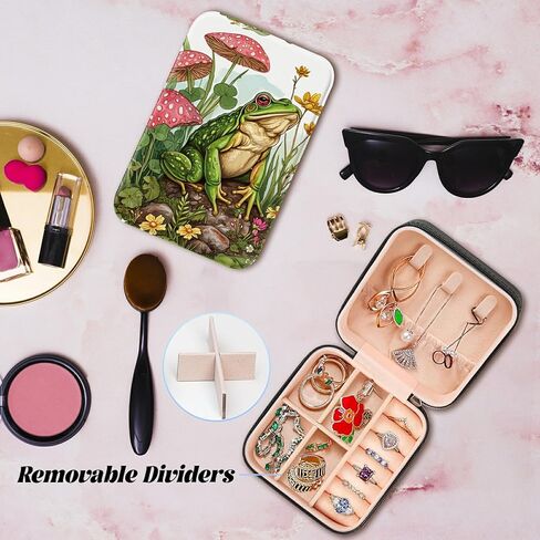 Travel Jewelry Box Plus Mini Folding Mirror, PU Leather Women Jewelry Storage Case Small Portable Jewellery Organizer Holder for Rings Earrings Necklaces Bracelets, Cow Print in Kuwait