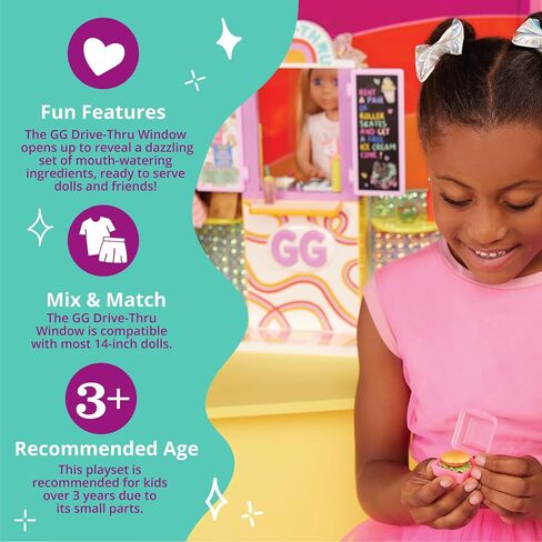 Glitter Girls – Purple Convertible Car & 14-inch Poseable Doll Candice – Rolling Wheels, Opening Doors, Trunk & Interior Storage – Toys, Clothes, and Accessories for Ages 3+ in Kuwait